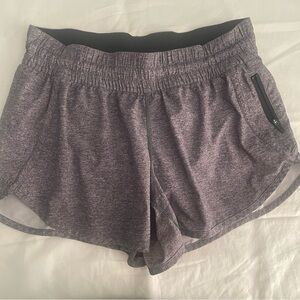 Lululemon Women's Heathered Purple Athletic Running Shorts with Zipper Pocket